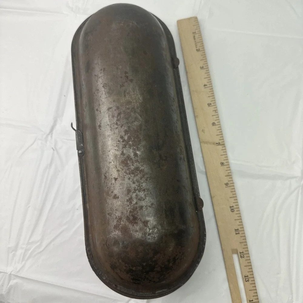 Antique Ideal Bread Pan Patent Aug 1899 Hinged Tin Cylindrical Baking Mold 13in